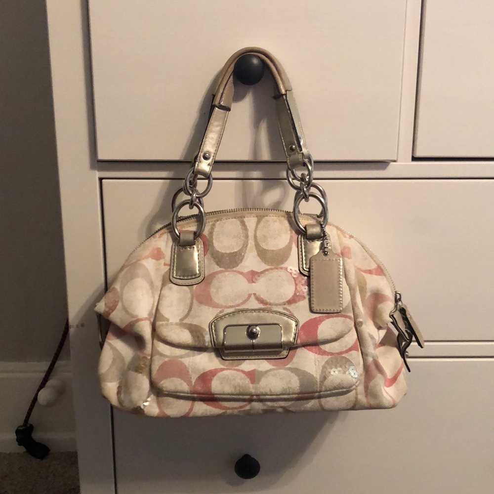 Coach Kristin Dome Sequin Satchel Shoulder Bag